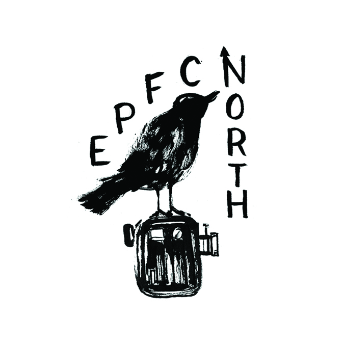 Logo of EPFC North. A black bird standing on a cage